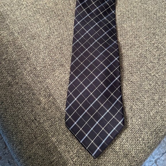 Burberry Navy Blue Silk Check Tie - Picture 1 of 3